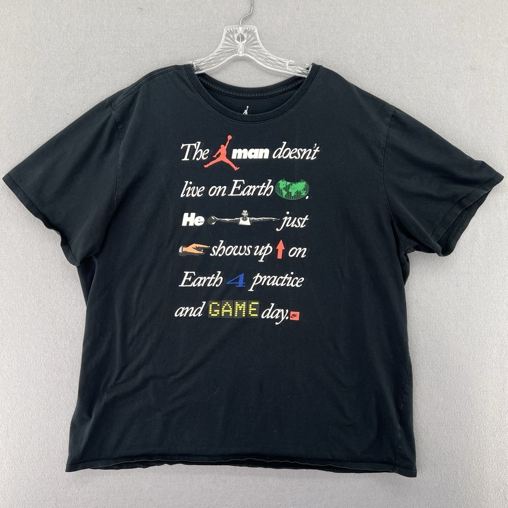 Vintage Nike Black Michael Jordan "This man doesn't live on Earth" Shirt 3XL